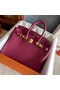 Hermes original Togo Leather HB25O Burgundy  Replica