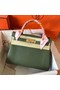 Hermes original Togo leather kelly bag KL320 Blackish green  Replica
