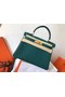 Hermes original Togo leather kelly bag KL320 green  Replica