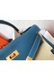 Hermes original Togo leather kelly bag KL320 sky blue  Replica