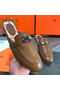 Hermes Oz Mules In Brown Calfskin  Replica