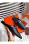 Hermes Oz Mules In Noir Calfskin  Replica