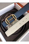 Hermes Pad Reversible Belt In Blue/White Epsom Leather  Replica