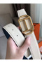 Hermes Pad Reversible Belt In Blue/White Epsom Leather  Replica