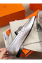 Hermes Paris Loafers In Silver Metallic Goatskin  Replica