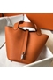 Hermes Picotin Lock 18 Bag In Orange Clemence Leather  Replica