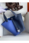 Hermes Picotin Lock 18 Bicolor Handmade Bag in Blue and Blue Saphir Clemence Leather  Replica