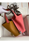 Hermes Picotin Lock 18 Bicolor Handmade Bag in Sesame and Rose Azalee Clemence Leather  Replica