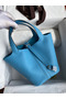 Hermes Picotin Lock 18 Handmade Bag in Blue du Nord Clemence Leather  Replica