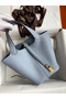 Hermes Picotin Lock 18 Handmade Bag in Blue Lin Clemence Leather  Replica