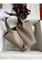 Hermes Picotin Lock 18 Handmade Bag in Gris Asphalt Clemence Leather  Replica