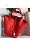 Hermes Picotin Lock 18 Handmade Bag in Red Clemence Leather  Replica