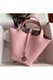 Hermes Picotin Lock 18 Handmade Bag in Rose Sakura Clemence Leather  Replica