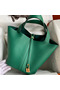 Hermes Picotin Lock 18 Handmade Bag in Vert Vertigo Clemence Leather  Replica