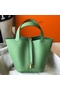 Hermes Picotin Lock 22 Bag In Vert Criquet Clemence Leather  Replica
