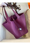 Hermes Picotin Lock 22 Handmade Bag in Anemone Clemence Leather  Replica