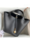 Hermes Picotin Lock 22 Handmade Bag in Black Clemence Leather  Replica