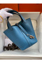 Hermes Picotin Lock 22 Handmade Bag in Blue Jean Clemence Leather  Replica