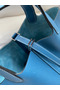 Hermes Picotin Lock 22 Handmade Bag in Blue Jean Clemence Leather  Replica