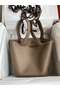 Hermes Picotin Lock 22 Handmade Bag in Taupe Clemence Leather  Replica
