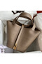 Hermes Picotin Lock 22 Handmade Bag in Taupe Clemence Leather  Replica