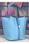 Hermes Picotin Lock 22cm Bags Litchi Leather HPL8618 Light Blue  Replica