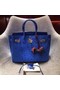 Hermes Real ostrich leather birkin bag BK35 blue  Replica
