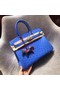 Hermes Real ostrich leather birkin bag BK35 blue  Replica