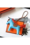 Hermes Rodeo Horse Bag Charm In Ciel/Camarel/Orange Leather  Replica