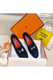 Hermes Royal Loafers In Blue Suede Leather  Replica