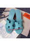 Hermes Sandals Togo Leather HO0471 Light Blue  Replica