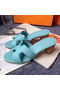 Hermes Sandals Togo Leather HO0471 Light Blue  Replica