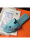Hermes Slipper Calfskin Leather HO0476 Light Blue  Replica