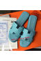 Hermes Slipper Calfskin Leather HO0476 Light Blue  Replica