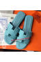 Hermes Slipper Calfskin Leather HO0476 Light Blue  Replica
