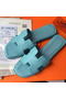 Hermes Slipper Calfskin Leather HO0476 Light Blue  Replica