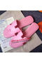 Hermes Slipper Calfskin Leather HO0476 Pink  Replica