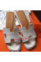 Hermes Slipper Calfskin Leather HO0476 White  Replica