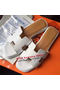Hermes Slipper Calfskin Leather HO0476 White  Replica