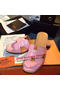 Hermes Slipper Croco Leather HO0483 Pink  Replica