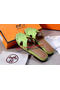 Hermes Slipper Ostrich Leather HO0486 Green  Replica