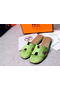 Hermes Slipper Ostrich Leather HO0486 Green  Replica