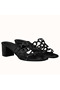 Hermes Tandem Sandals In Black Lambskin  Replica