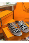 Hermes Thalassa Sandals In Silver Metallic Calfskin  Replica