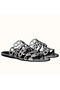 Hermes Thalassa Sandals In Silver Metallic Calfskin  Replica