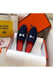 Hermes Trocadero Mules In Blue Suede  Replica