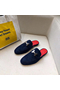 Hermes Trocadero Mules In Blue Suede  Replica