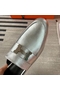 Hermes Trocadero Mules In Silver Nappa Leather  Replica