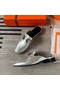 Hermes Trocadero Mules In Silver Nappa Leather  Replica
