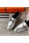 Hermes Trocadero Mules In Silver Nappa Leather  Replica
